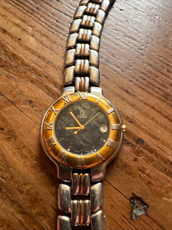 Fendi Two-Tone Gold and Silver Roman Bezel Wristwatch main image 5
